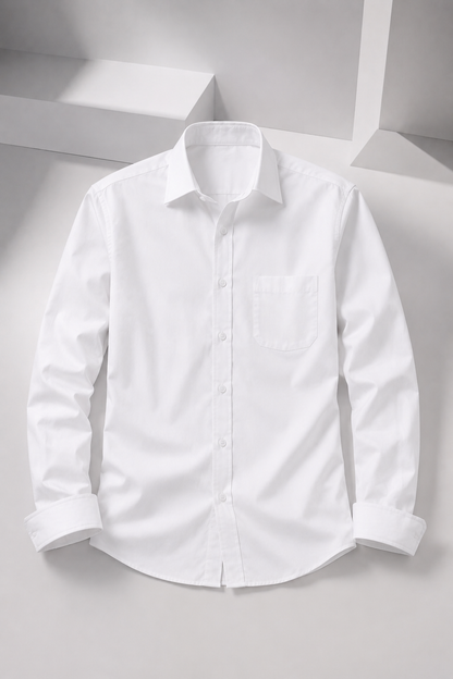 Men's Premium 100% Cotton Plain Full Sleeve Shirt | Heavy Stiff Collar & Cuff | Enzyme Washed | Laffer Peach Fabric