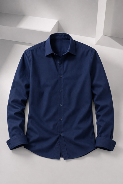 Men's Premium 100% Cotton Plain Full Sleeve Shirt | Heavy Stiff Collar & Cuff | Enzyme Washed | Laffer Peach Fabric