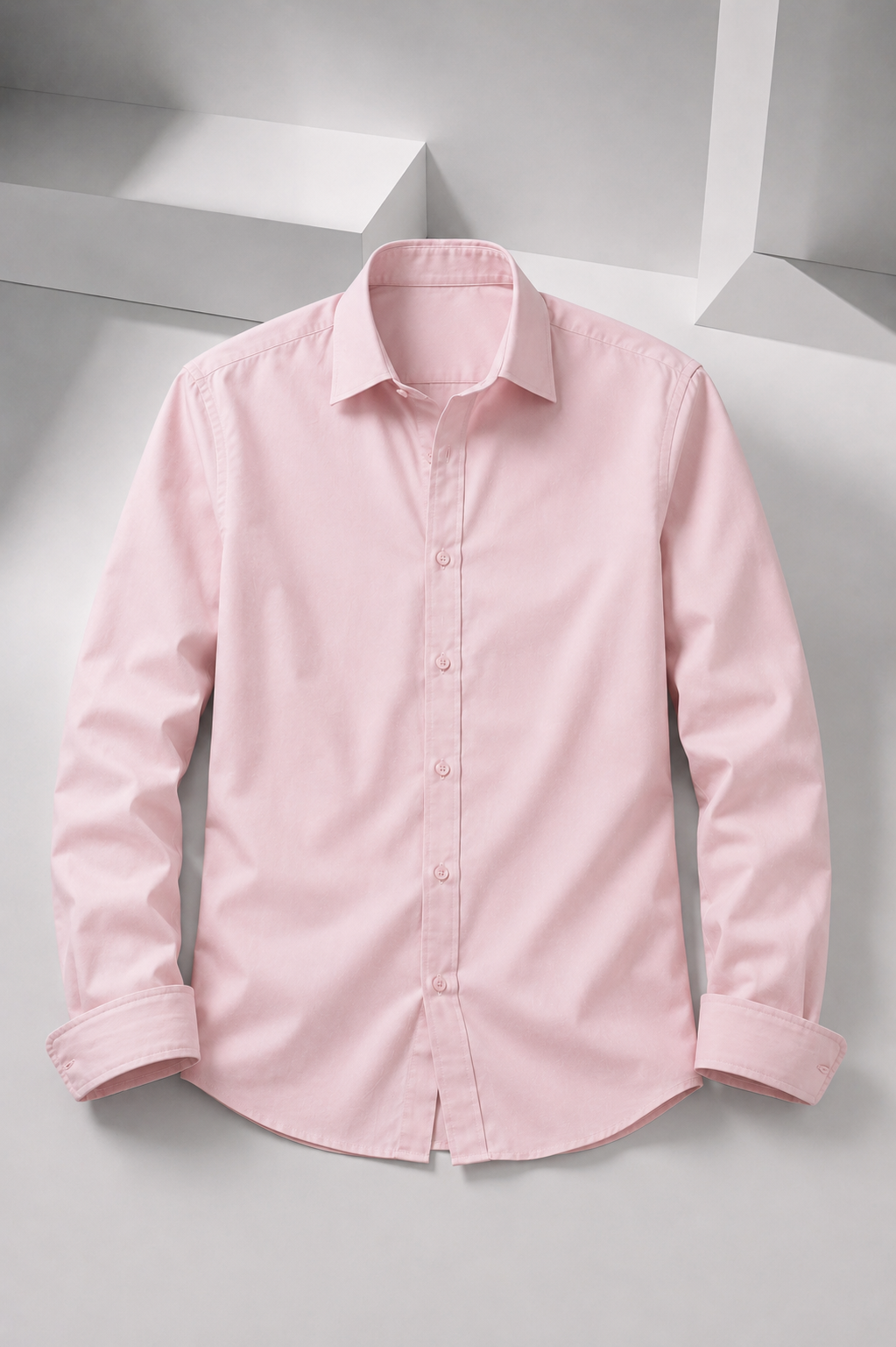 Men's Premium 100% Cotton Plain Full Sleeve Shirt | Heavy Stiff Collar & Cuff | Enzyme Washed | Laffer Peach Fabric