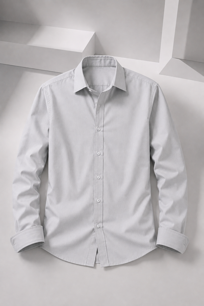 Men's Premium 100% Cotton Plain Full Sleeve Shirt | Heavy Stiff Collar & Cuff | Enzyme Washed | Laffer Peach Fabric