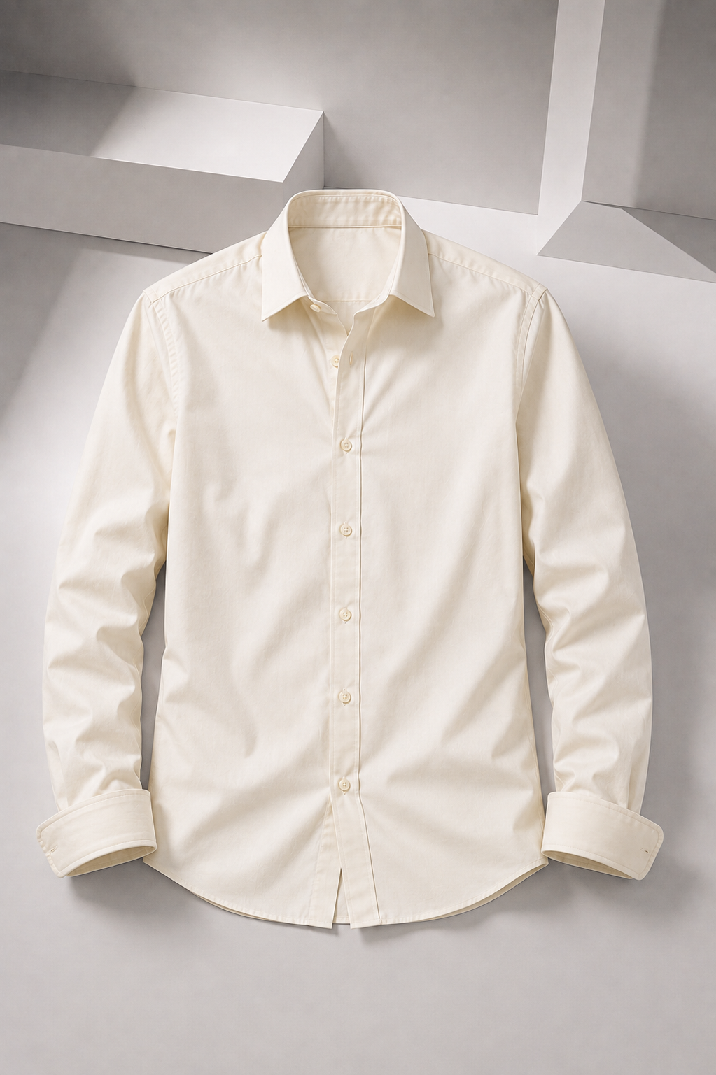 Men's Premium 100% Cotton Plain Full Sleeve Shirt | Heavy Stiff Collar & Cuff | Enzyme Washed | Laffer Peach Fabric