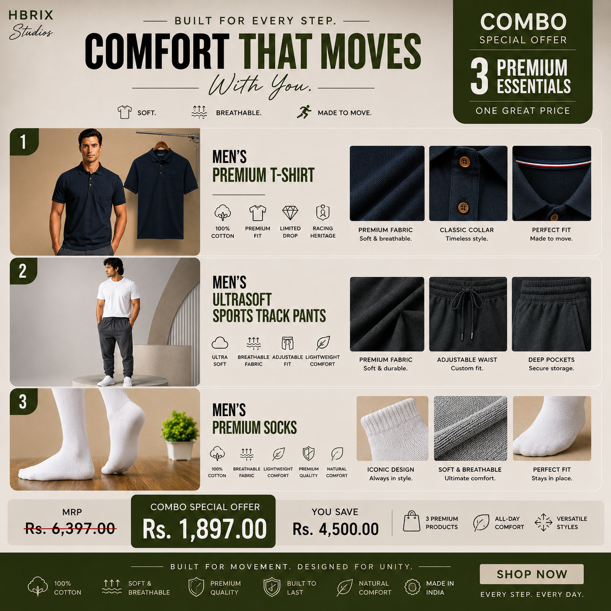 Men's Premium UltraSoft Sports Track Pants | Zipper Pocket | Imported Fabric