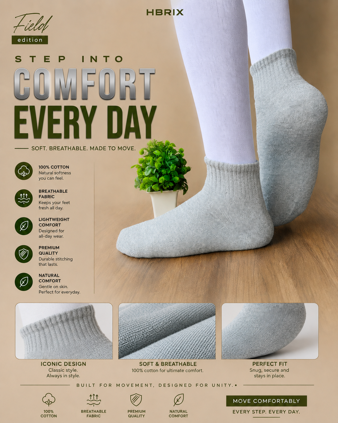 PREMIUM ANKLE SOCKS COLLECTION - PAIR OF 3 [PACK OF 1]