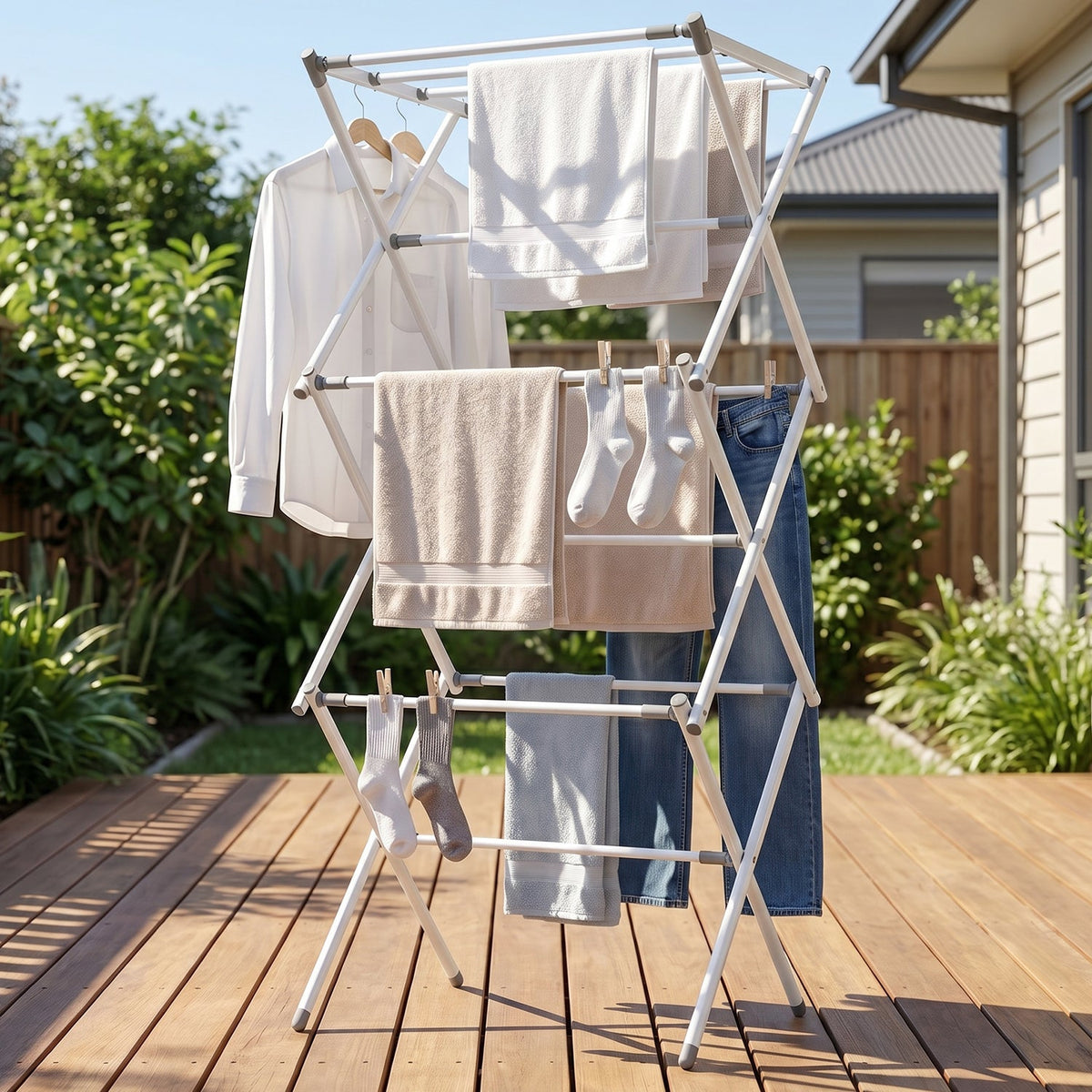 Metal Foldable Clothes Drying Rack Three Tier for Travel Use