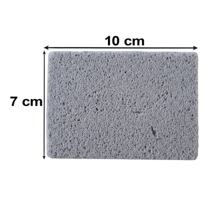 A gray cleaning block with dimensions of 10 cm length and 7 cm width indicated by black arrows and text.
