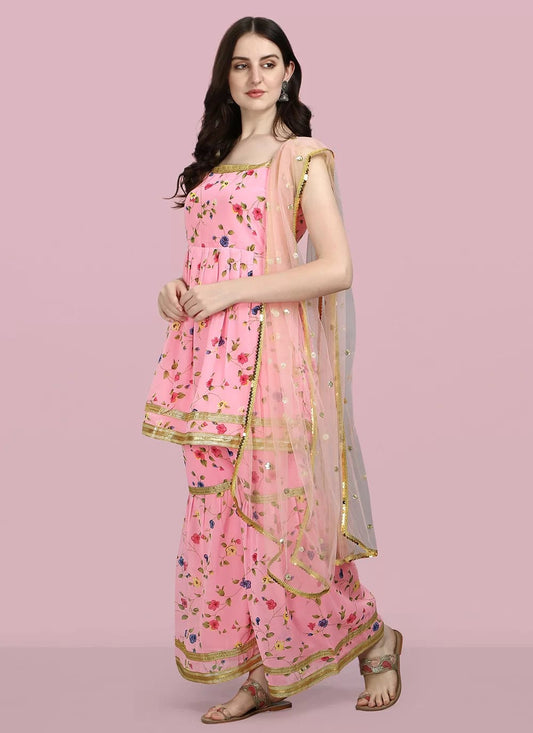 Women's Premium 3-Piece Sharara Suit Set with Inner Lining | Embroidered Ethnic Kurta, Sharara & Dupatta | M to XXL | 5-6 Colors Available
