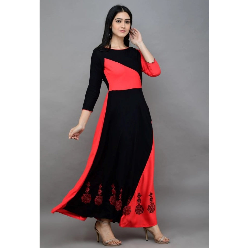 Generic Women's Casual Rayon 3-4th Sleeves Maxi Dress (Pink)