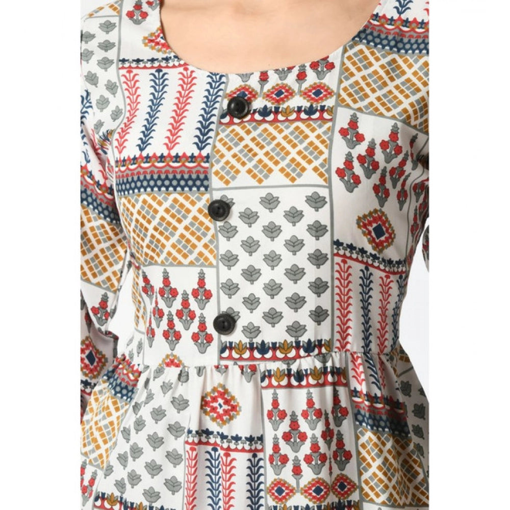 Generic Women's Casual Crepe 3-4th Sleeves Cord Set (White)