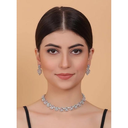 Generic Women's Brass Silver Plated Necklace set (Multicolor)
