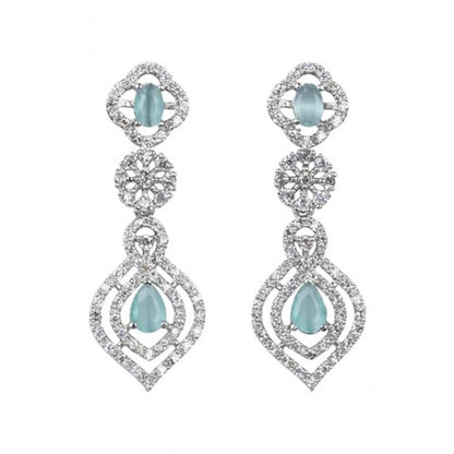 Generic Women's Brass Silver Plated Necklace set (Turquoise)