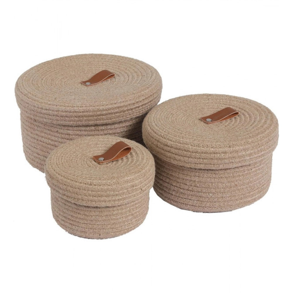 Generic Cotton 3 Pcs Set Roti Box Storage Basket With Lid (Beige)