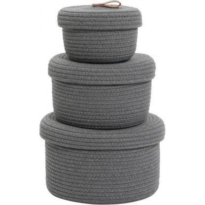 Generic Cotton 3 Pcs Set Roti Box Storage Basket With Lid (Gray)