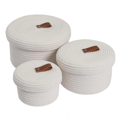 Generic Cotton 3 Pcs Set Roti Box Storage Basket With Lid (White)