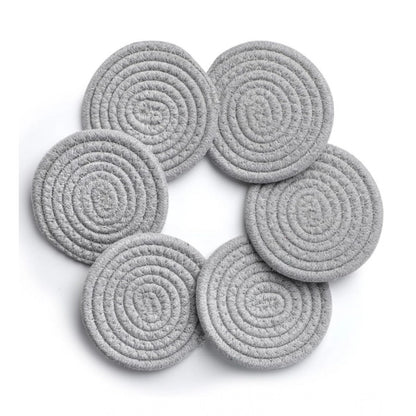 Generic Cotton Rope Drink Coasters 6 Pcs Set (Grey)