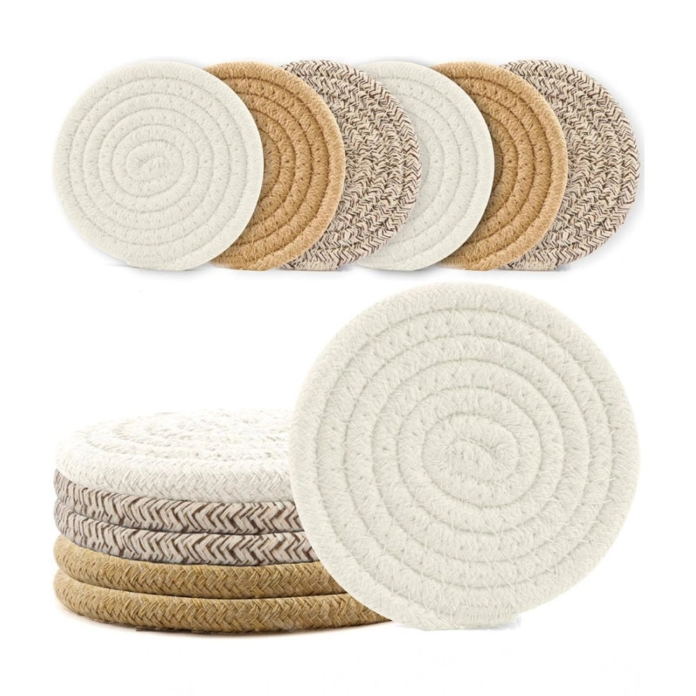 Generic Cotton Rope Drink Coasters 6 Pcs Set (Multicolor)