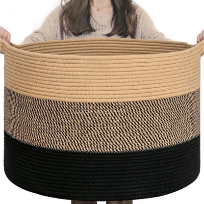 Generic Cotton Pack Of_1 Mix 16x14 Inch Storage Basket For Clothes With Out Lid (Multicolor)