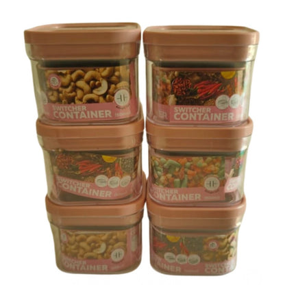 Generic Pack of 6 Switchers Airtight Storage Container Set 500 ML (Pink)