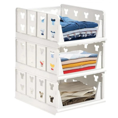 Generic Pack of 1 Plastic Foldable Stackable Storage Organizer (White)
