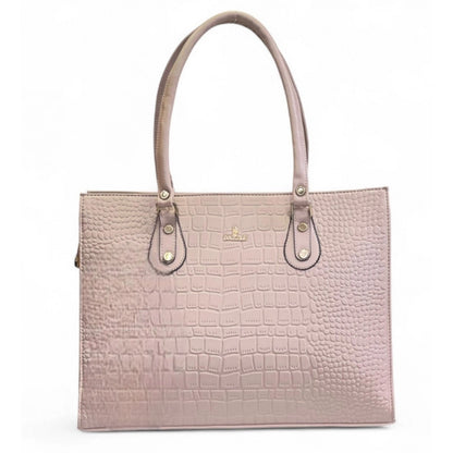 Generic Women's Polyurethane Croco Shoulder Tote Bag (Beige)