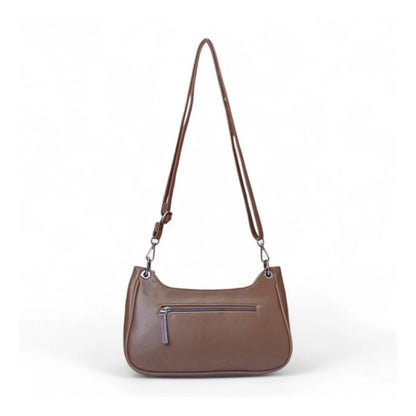 Generic Women's Polyurethane Floral Embroidered Crossbody Sling Bag with Adjustable &amp; Removable Strap (Brown)