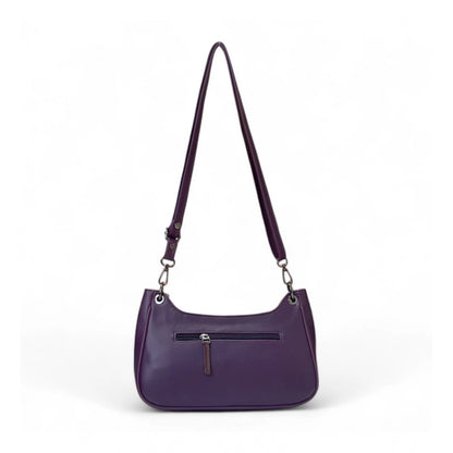 Generic Women's Polyurethane Floral Embroidered Crossbody Sling Bag with Adjustable &amp; Removable Strap (Purple)