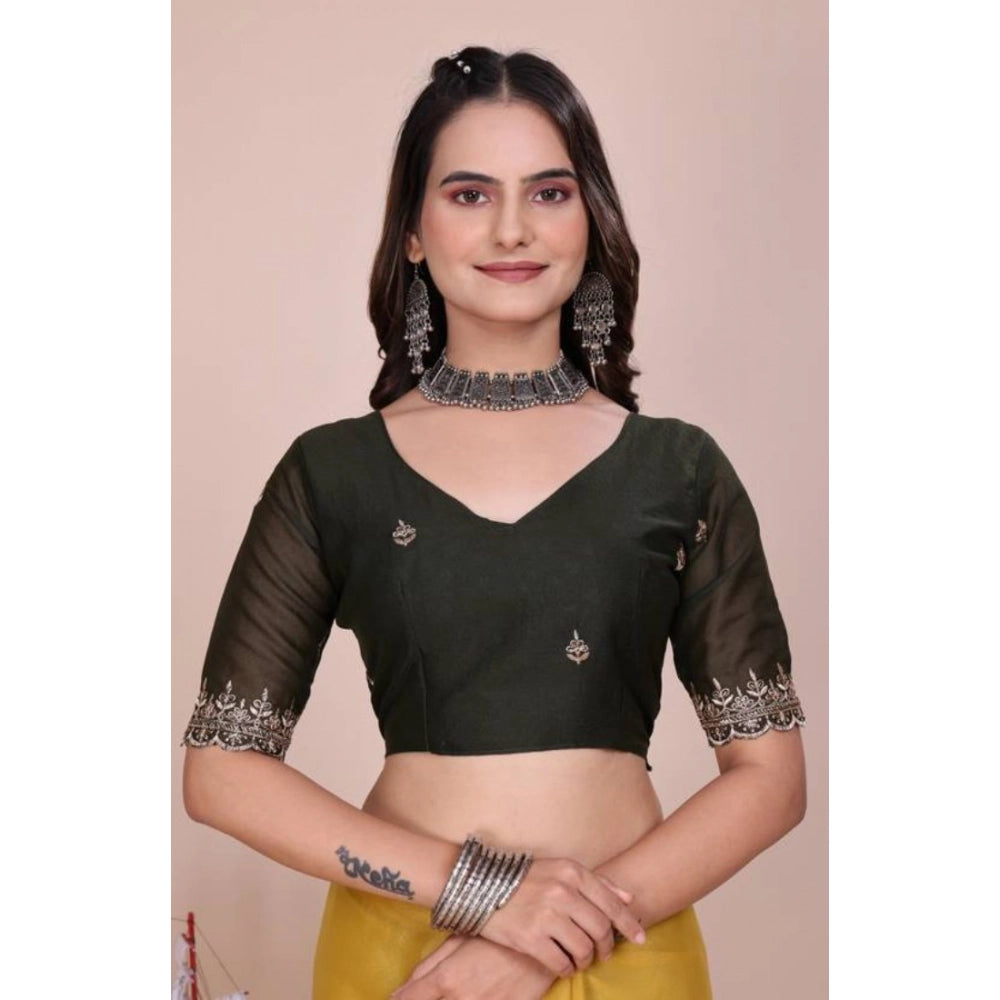 Generic Women's Georgette Embellished Saree With Unstitched Blouse 5.5Mtr�(Yellow)
