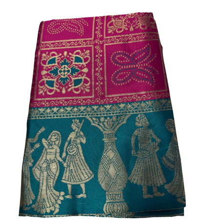 Generic Women's Jacquard Printed Saree With Unstitched Blouse 5.5Mtr (Magenta)