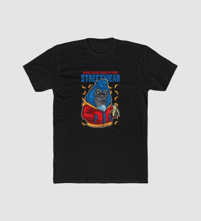 Generic Men's Polyester Printed Round Neck Short Sleeve T-Shirt (Black)