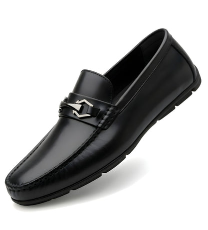 Generic Men's Synthetic Leather Solid Slip-On Casual Loafers With Metal Bit (Black)