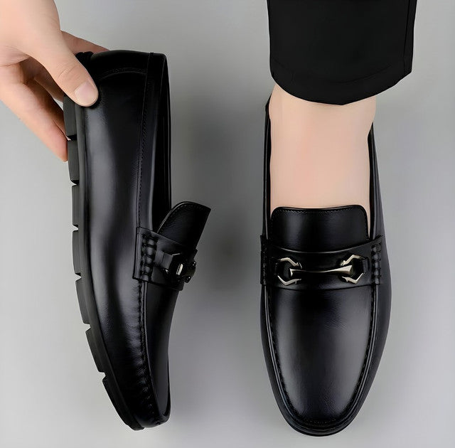 Generic Men's Synthetic Leather Solid Slip-On Casual Loafers With Metal Bit (Black)