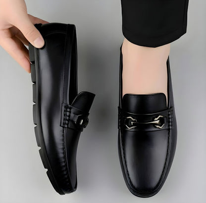 Generic Men's Synthetic Leather Solid Slip-On Casual Loafers With Metal Bit (Black)