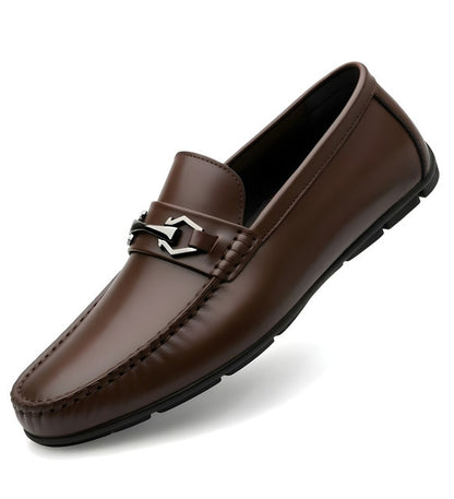 Generic Men's Synthetic Leather Solid Slip-On Casual Loafers With Metal Bit (Brown)