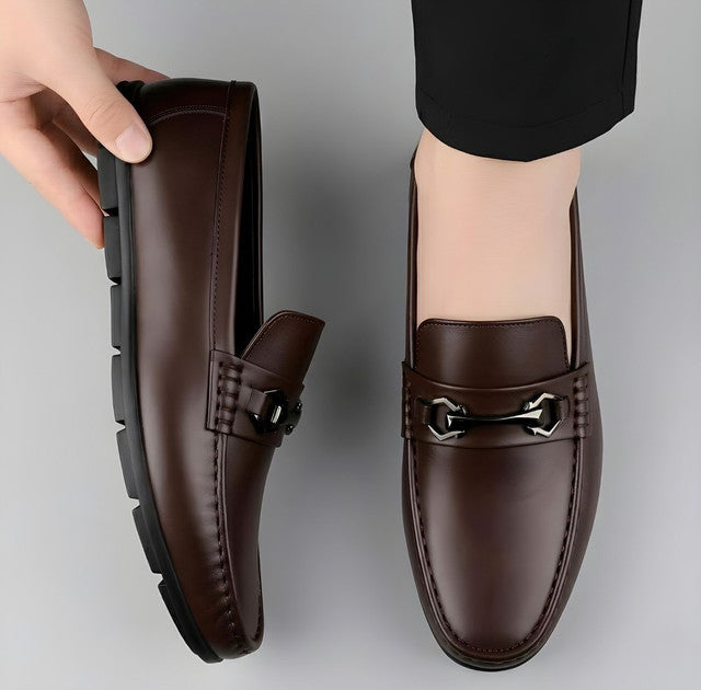 Generic Men's Synthetic Leather Solid Slip-On Casual Loafers With Metal Bit (Brown)