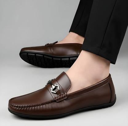 Generic Men's Synthetic Leather Solid Slip-On Casual Loafers With Metal Bit (Brown)