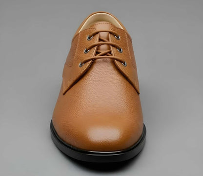 Generic Men's Synthetic Leather Solid Lace-Up Formal Shoes (Tan)