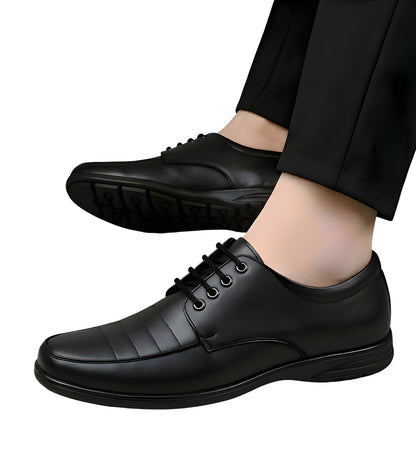 Generic Men's Synthetic Leather Solid Lace-Up Formal Shoes (Black)