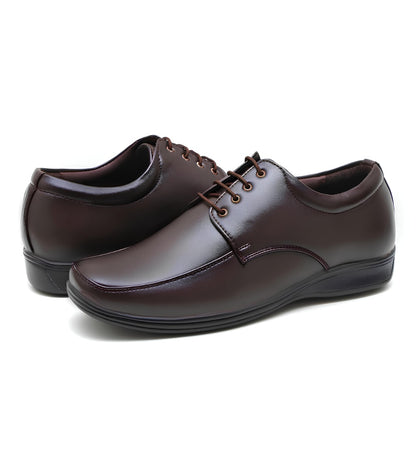 Generic Men's Synthetic Leather Solid Lace-Up Formal Shoes (Brown)