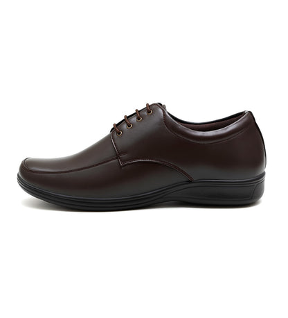 Generic Men's Synthetic Leather Solid Lace-Up Formal Shoes (Brown)
