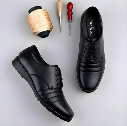 Generic Men's Synthetic Leather Solid Lace-Up Formal Shoes (Black)