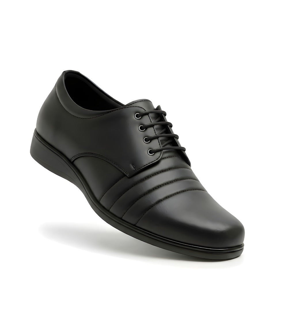 Generic Men's Synthetic Leather Solid Lace-Up Formal Shoes (Black)