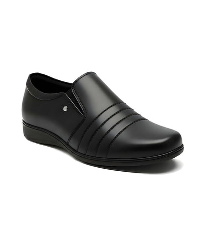 Generic Men's Synthetic Leather Solid Slip-On Formal Shoes (Black)