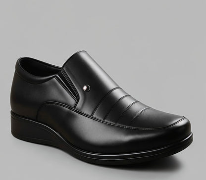 Generic Men's Synthetic Leather Solid Slip-On Formal Shoes (Black)