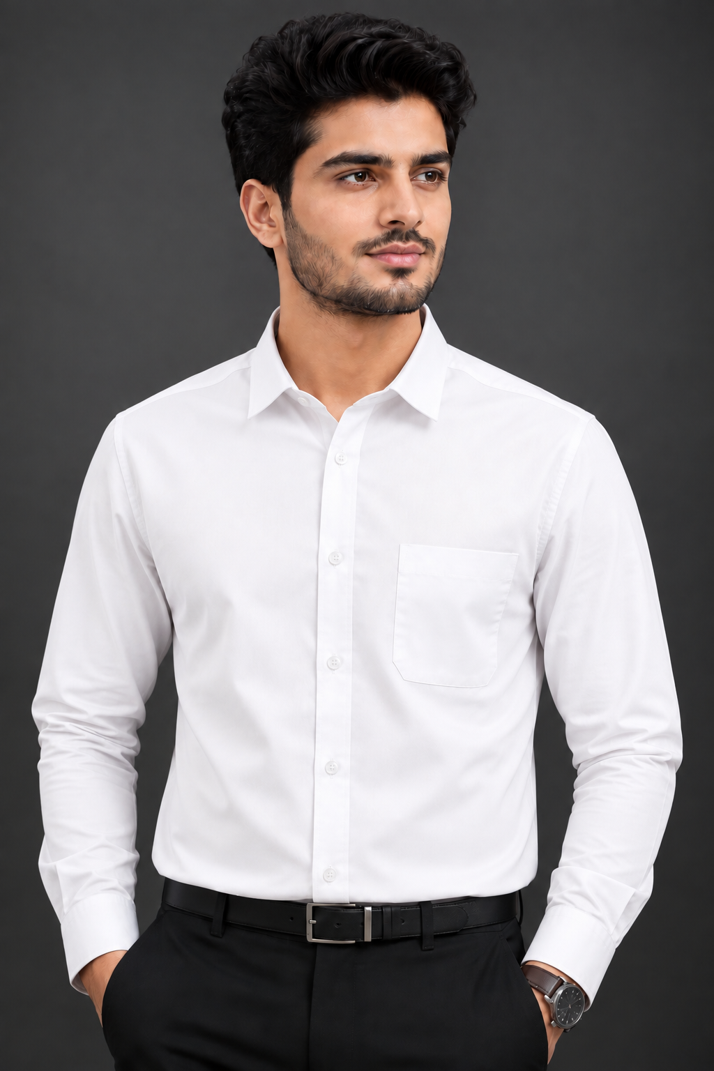 Men's Premium 100% Cotton Plain Full Sleeve Shirt | Heavy Stiff Collar & Cuff | Enzyme Washed | Laffer Peach Fabric