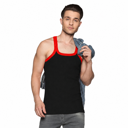 Men's 100% Cotton Gym Vest | Single Rib Fabric | Sleeveless Sports Vest - PAIR OF 3 [PACK OF 1]