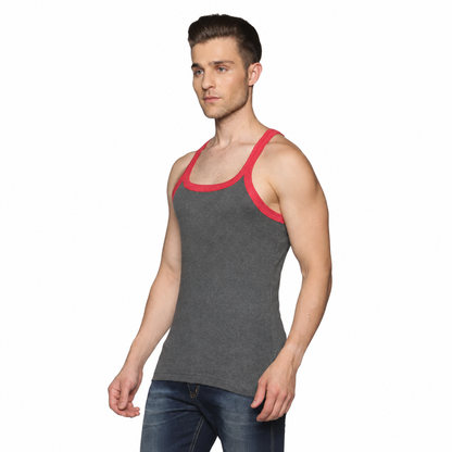 Men's 100% Cotton Gym Vest | Single Rib Fabric | Sleeveless Sports Vest - PAIR OF 3 [PACK OF 1]