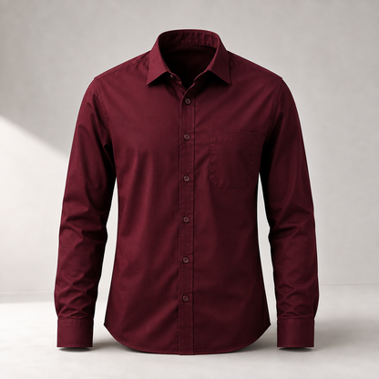 Men's Premium 100% Cotton Plain Full Sleeve Shirt | Heavy Stiff Collar & Cuff | Enzyme Washed | Laffer Peach Fabric