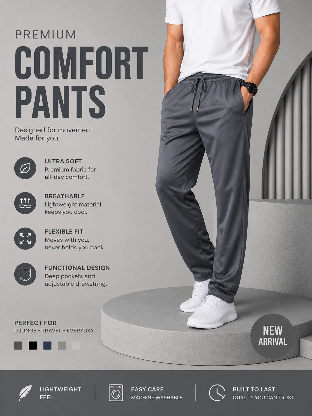 Men's Premium UltraSoft Sports Track Pants | Zipper Pocket | Imported Fabric