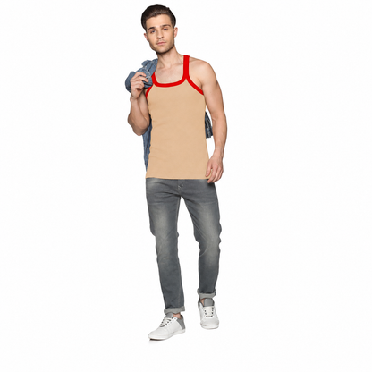 Men's 100% Cotton Gym Vest | Single Rib Fabric | Sleeveless Sports Vest - PAIR OF 3 [PACK OF 1]