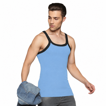 Men's 100% Cotton Gym Vest | Single Rib Fabric | Sleeveless Sports Vest - PAIR OF 3 [PACK OF 1]
