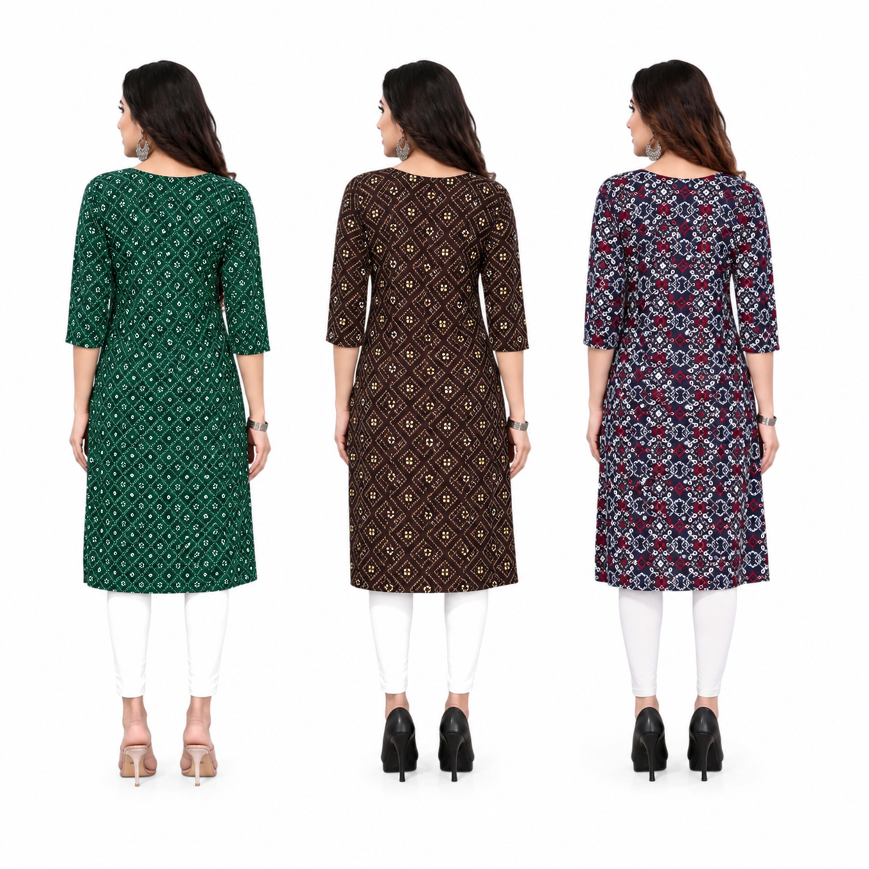 Women's Long American Crepe Kurti | Printed Casual Ethnic Wear | Random Design